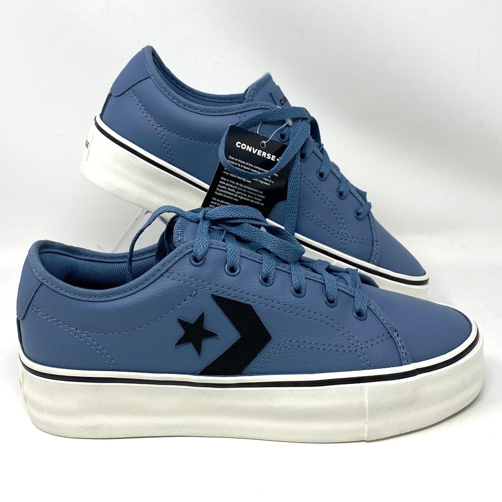 Converse Women's 569535C Star Replay Platform Lakeside Blue Faux Leather Sneaker